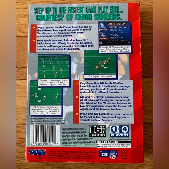 Deion Sanders Vintage 90’s Sega Genesis Game, Prime Time!! - Picture 2 of 6